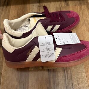 Adidas Burgundy and Cream Sneakers